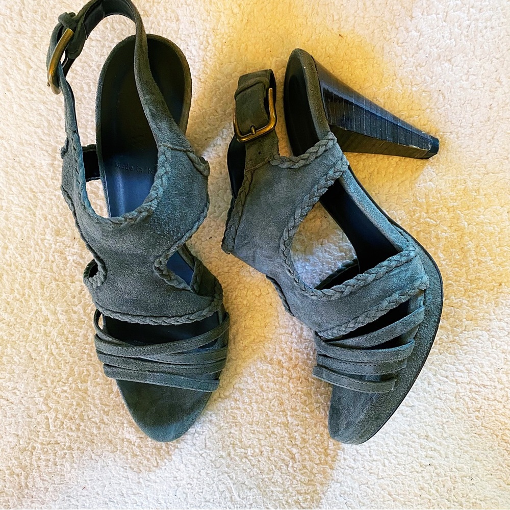 J Crew grey suede platform sandals